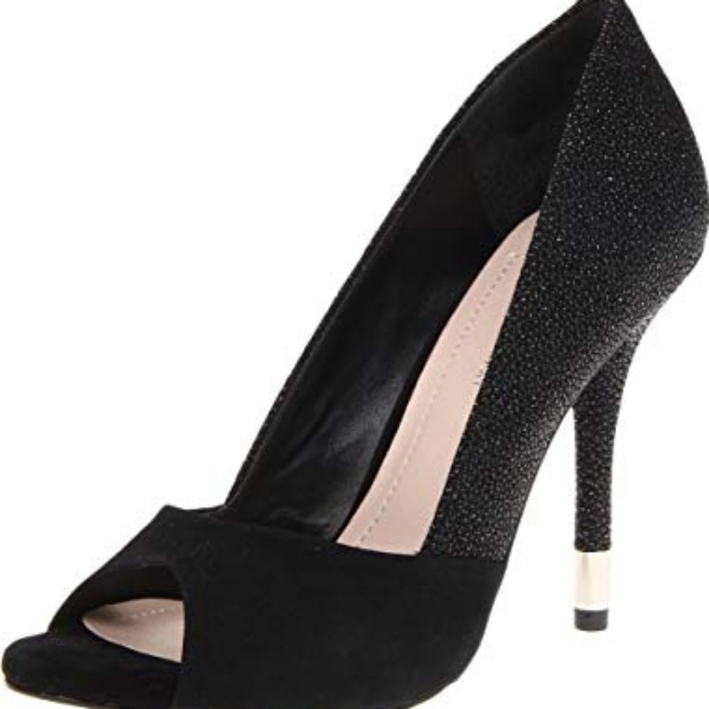BCBGeneration Izzie Black Silver Peep Toe Pump
